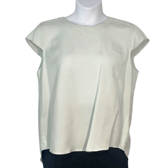 J Crew Sz L Boxy Pullover Blouse Cap Sleeves Keyhole Back Mint Green E9950 New - Picture 1 of 9